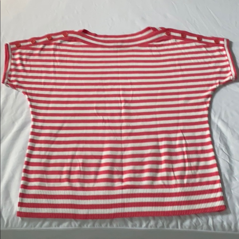 Talbots Hot Pink Stripe Cap Sleeve Sweater
